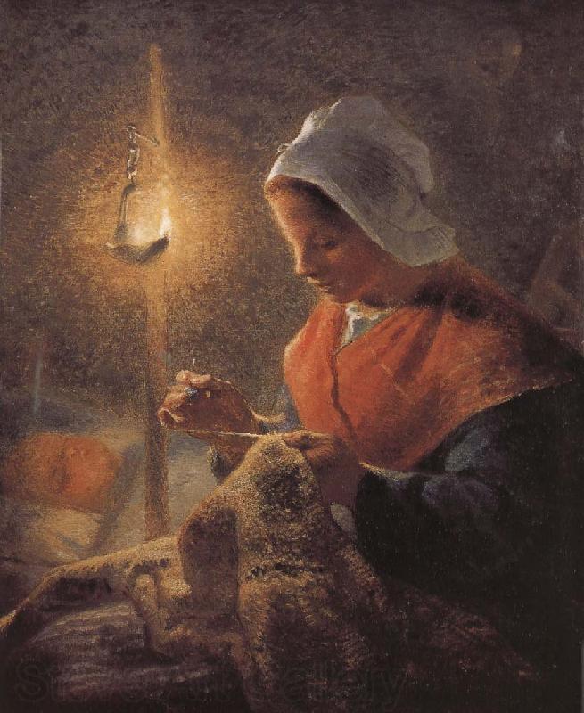 Jean Francois Millet Sewing under the light Germany oil painting art